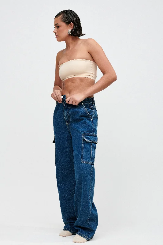 Stock ClearanceJagger Mid Rise Oversized Denim Jean - Dark Blue