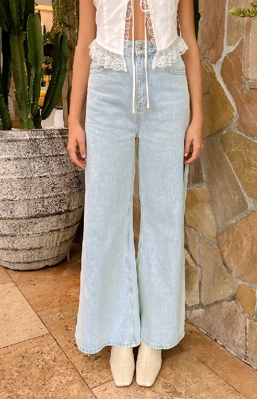 Mother's Day SaleMarelle Light Denim Wide Leg Side Split Jeans