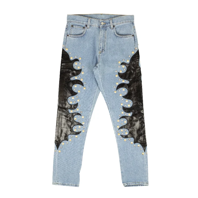 Exclusive OfferMoschino Couture Jeans With Leather Flame Detail - Blue