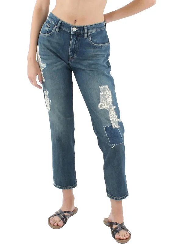 Exclusive AccessWomens Embellished Mid Rise Ankle Jeans