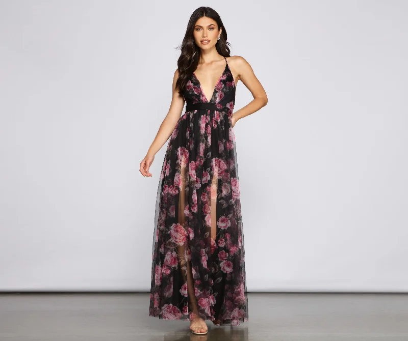 End - of - Season SaleAubrey Floral Mesh A-Line Dress