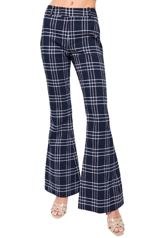 Blowout SaleBootcut Pant In Navy Plaid Grid