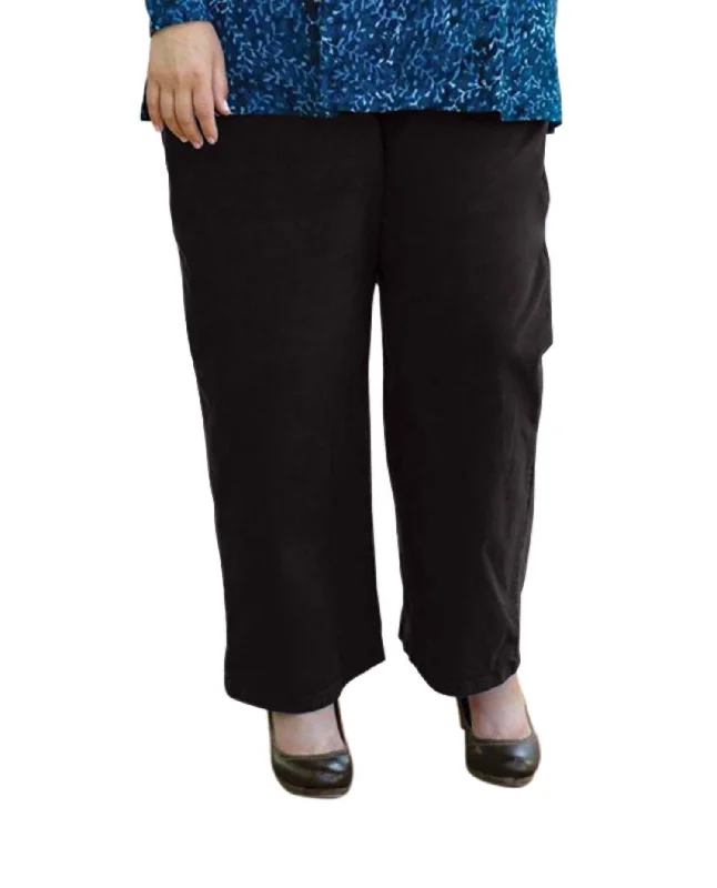 Member's DiscountClassic Wide Leg Stretch Twill Pants - Plus In Black