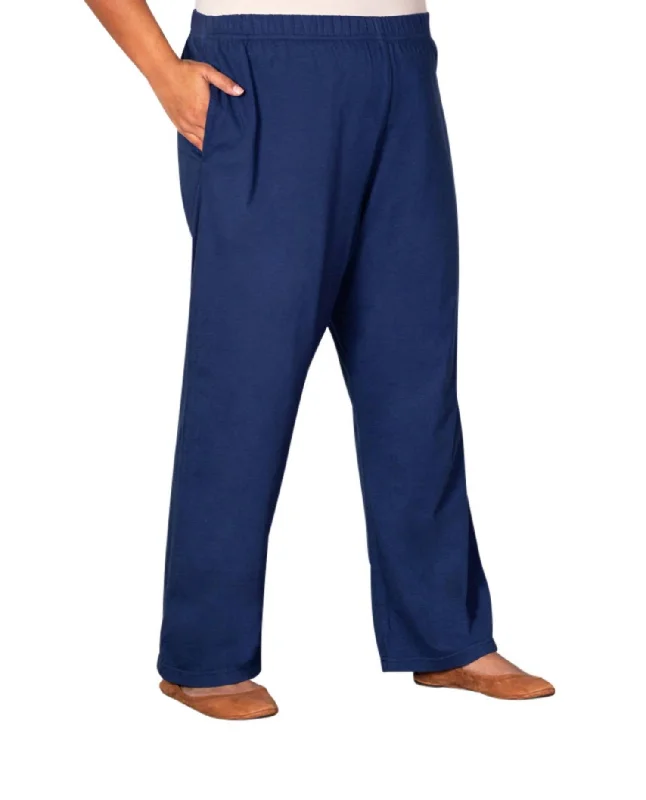 Mega SaleCotton Jersey Wide Leg Knit Pants - Plus In Navy