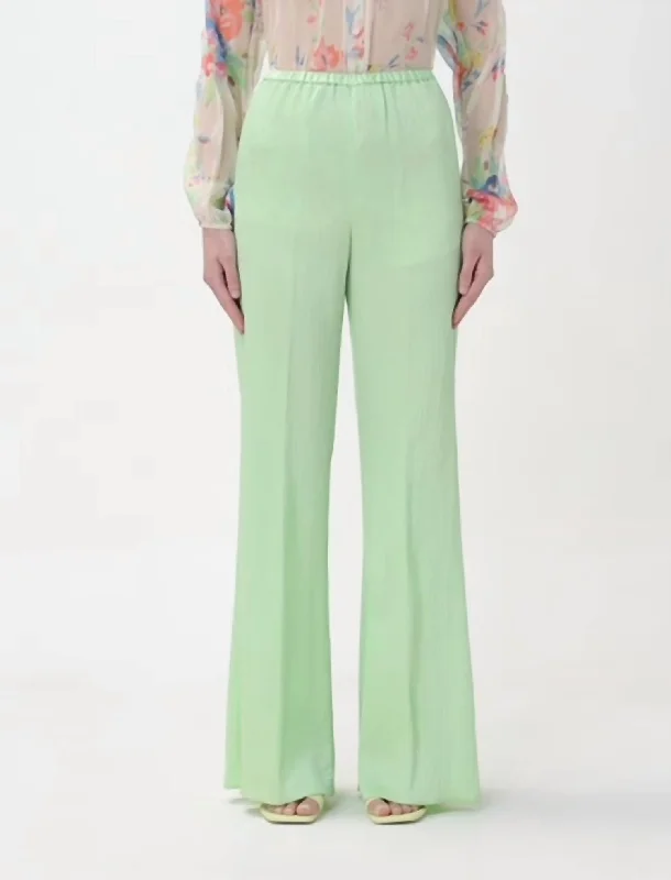 Value - for - MoneyDouble Georgette Wide Leg Pants In Lime