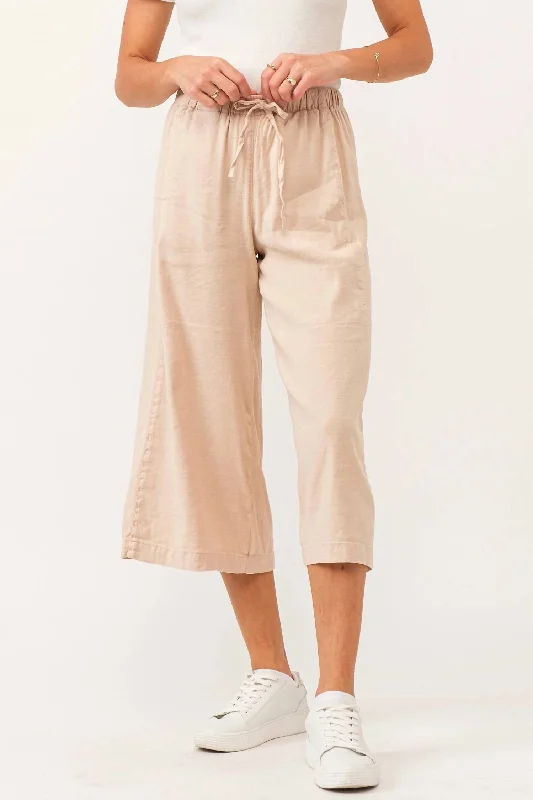 Save NowElina Super High Rise Cropped Wide Leg Pant In Peach Flash Linen