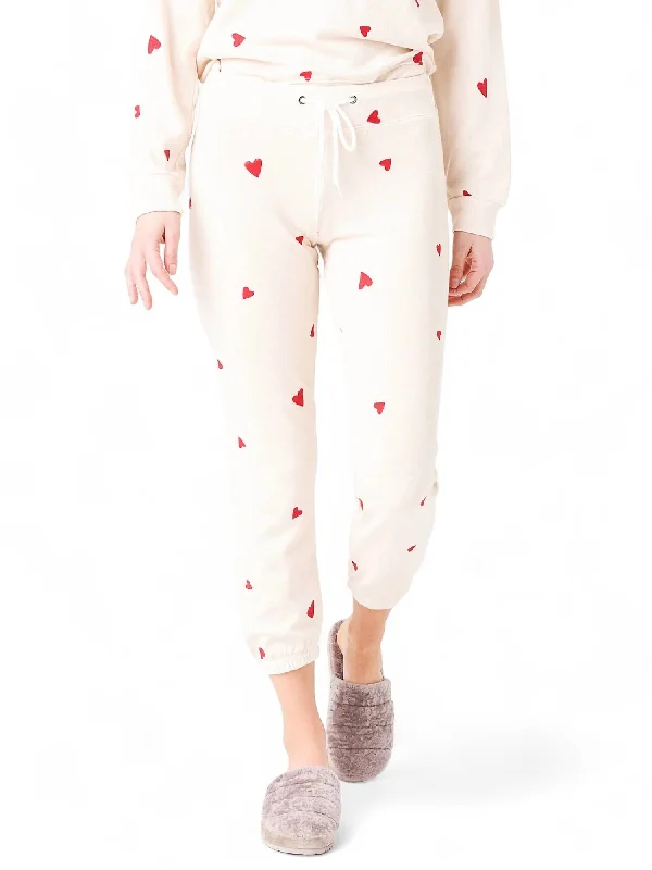 Fire SaleEmbroidered Hearts Vintage Sweatpants In Bone