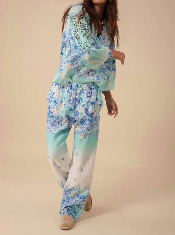 Combo DealEmersyn Linen Pants In Blue Floral