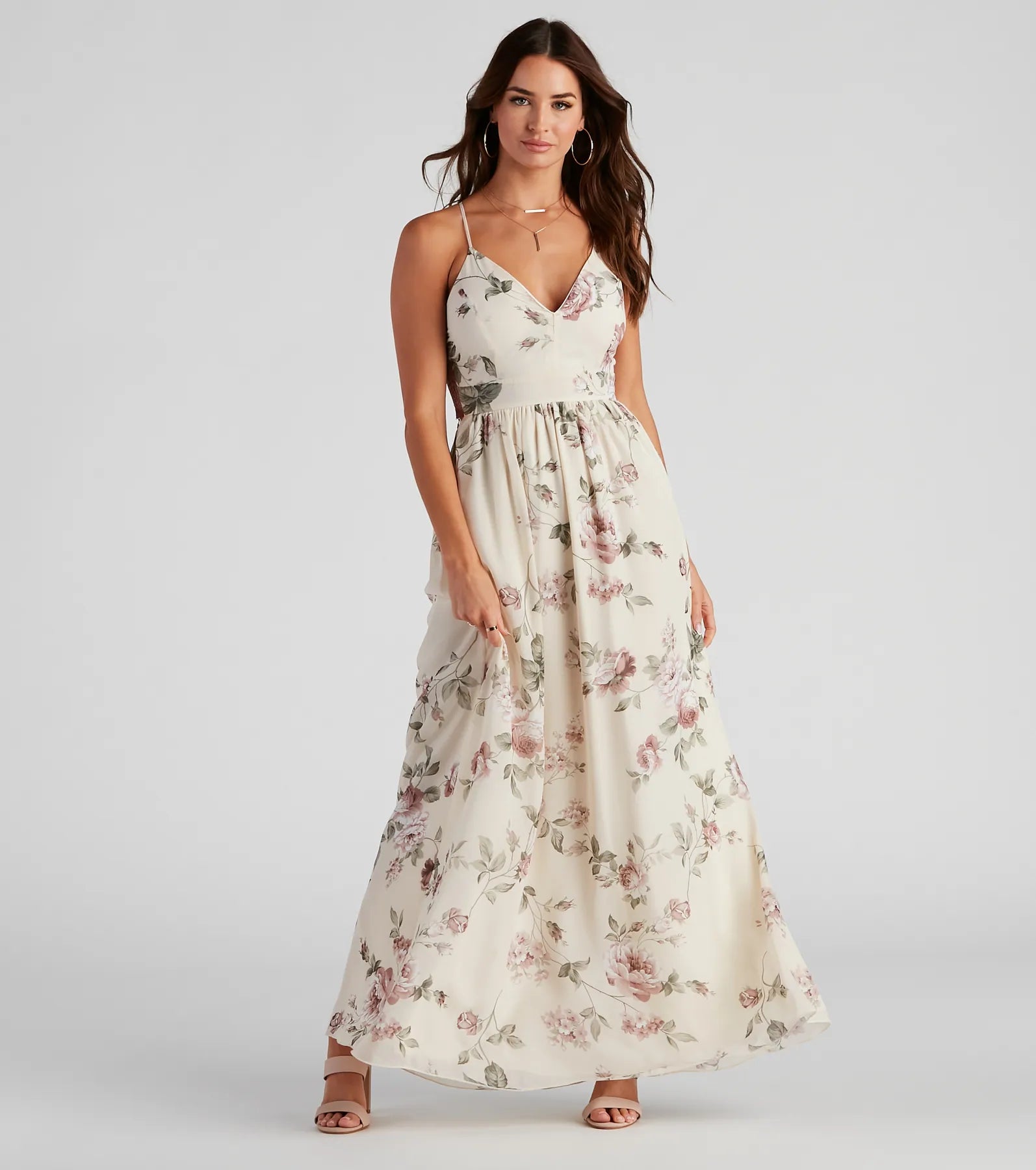 Price SlashFloral Romance Chiffon Maxi Dress