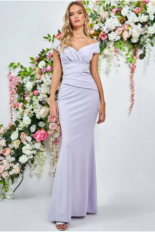 Green Tag SaleGoddiva Bardot Pleated Maxi Dress - Lilac