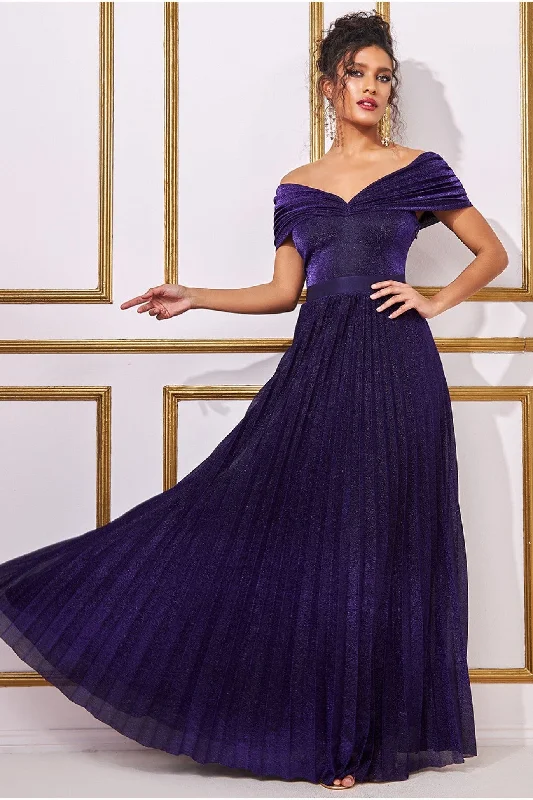 Price CutGoddiva Bardot Pleated Skirt Maxi - Purple