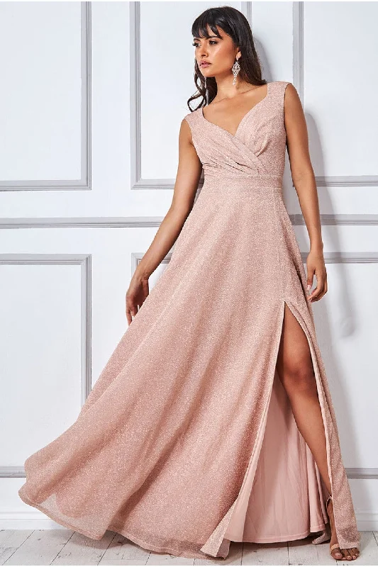 Shop Now, Pay LaterGoddiva Crossover Lurex Glitter Maxi Dress - Nude