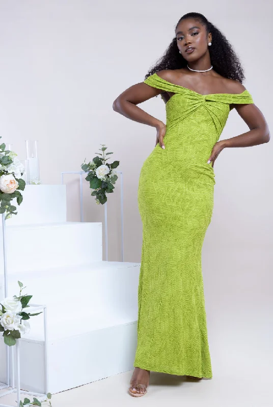 Holiday SaleGoddiva Front Knot Twist  Maxi Dress - Lime Green