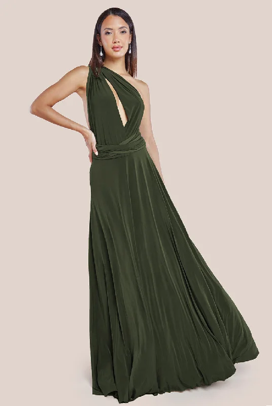 Mega SaleGoddiva Multiway Tie-Up Maxi Dress - Olive