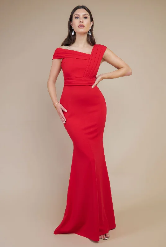 Bargain HuntGoddiva One Shoulder Scuba Maxi Dress - Red