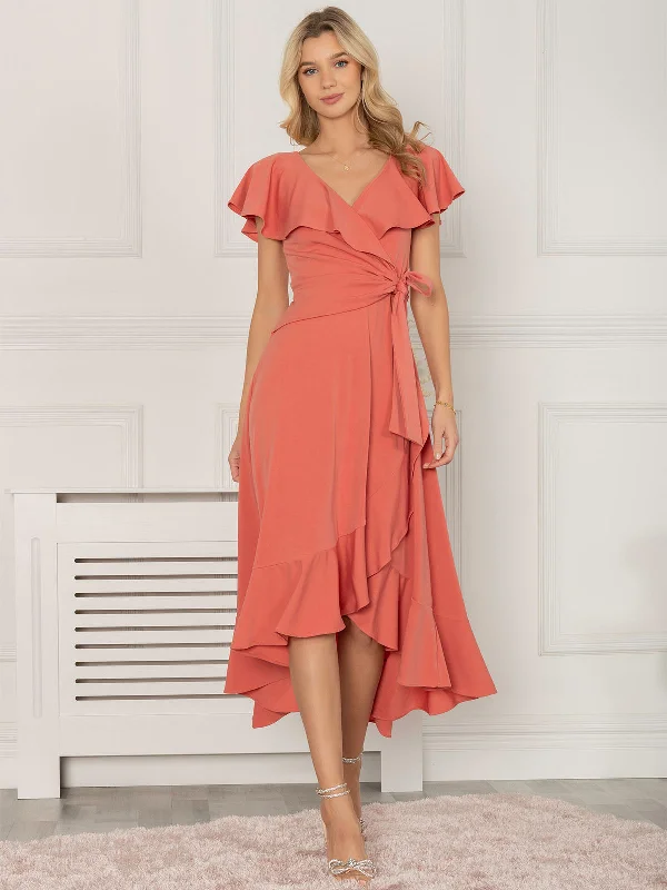 Overstock SaleJolie Moi Alleigh Frill Maxi Dress, Rusty Red