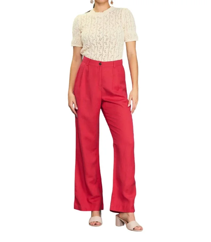 Bundle and SaveLinen Wide Leg Trousers In Cherry