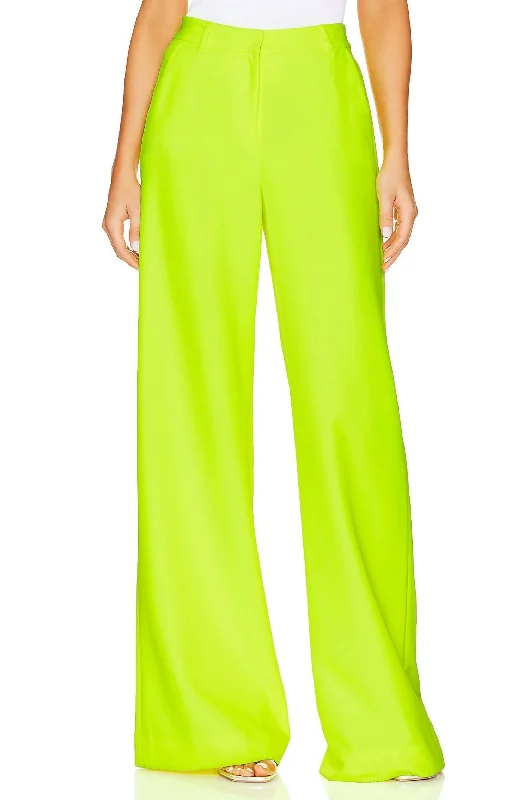 Volume DiscountPilar Wide Leg Pant In Chartreuse