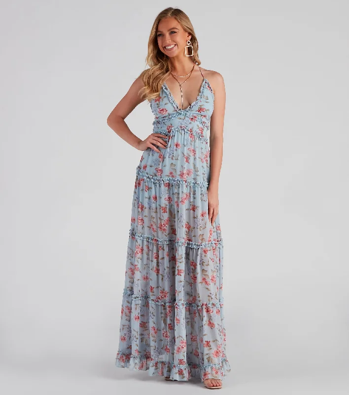 Exclusive OfferQuinn Formal Floral Ruffled A-Line Dress