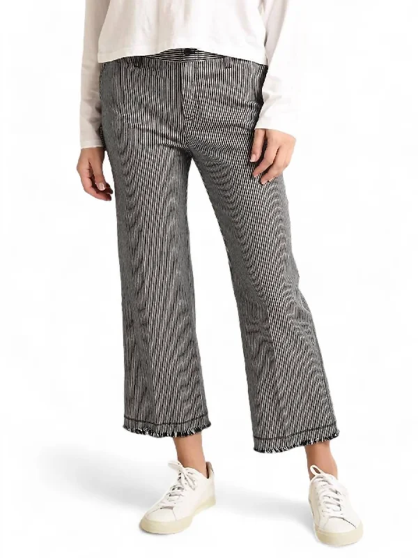 While Supplies LastRailroad Stripe Frayed Hem Pant In Indigo White Stripe