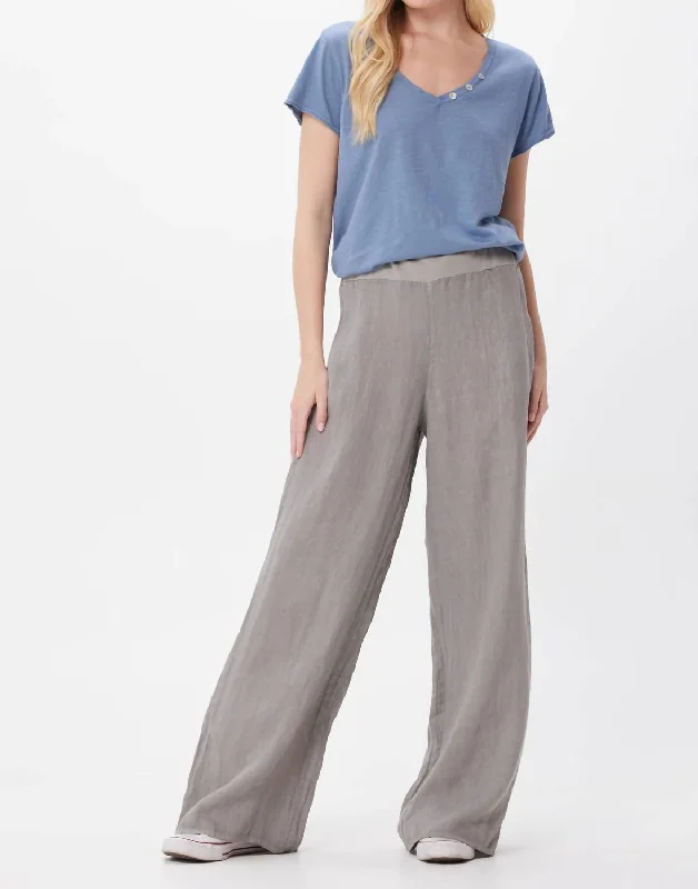 Bargain HuntSultan Linen Palazzo Pants In Light Grey