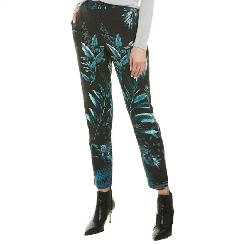 Thanksgiving SaleTaja Tropical Print Pant In Blue Black