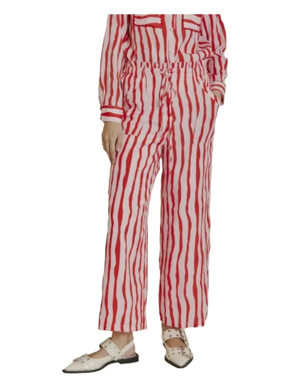 Economical ChoiceWatercolor Stripe Pants In Red