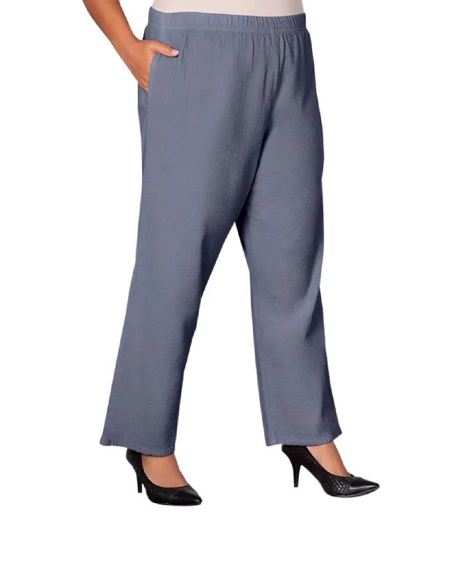 Budget - FriendlyWide Leg Crinkle Cotton Pants - Plus In Gray