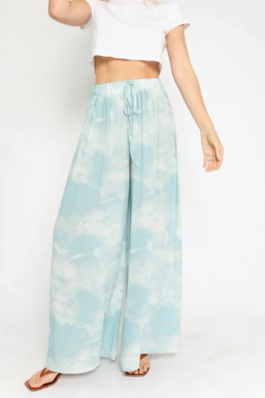 Steal of a DealWide Leg Drawstring Pant In Blue Tie Dye