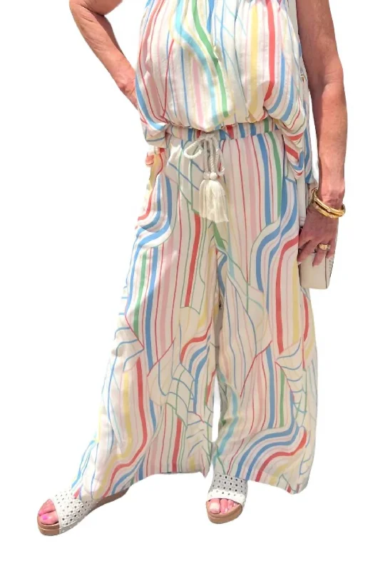 Closeout SaleWide Leg Flowy Pants In Multi Santa Barbara Print