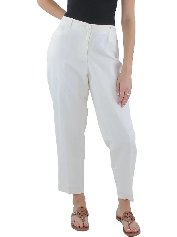 Exclusive OfferWomens Linen Solid Ankle Pants