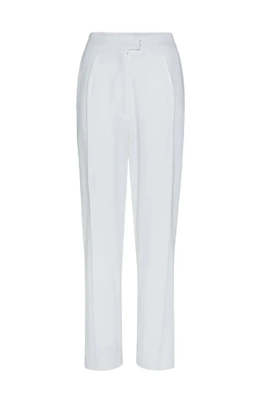 Exclusive OfferWomen's Viscose Wool Structured High Waist Pants In Blanco