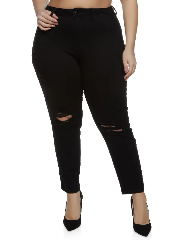 Outlet SalePlus Size WAX Ripped Knee Skinny Jeans