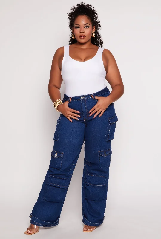 Clear the Shelves SalePlus Size Daisy High Waist Wide Leg Cargo Jeans