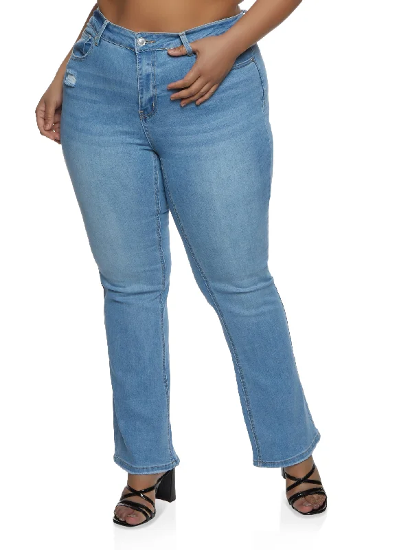 Save NowPlus Size WAX Whiskered Boot Cut Jeans