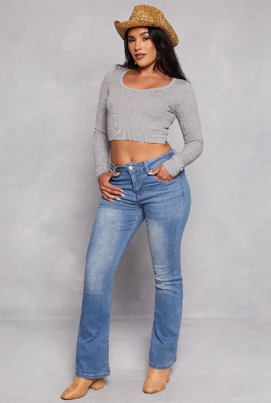 Early Bird SpecialWAX Acid Wash High Waisted Boot Cut Jeans