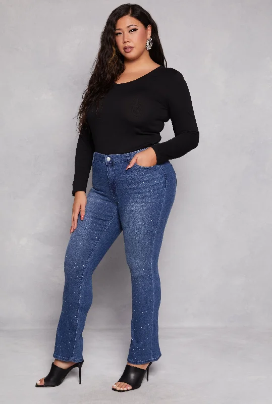 Exclusive OfferPlus Size Almost Famous Rhinestone Boot Cut Jeans