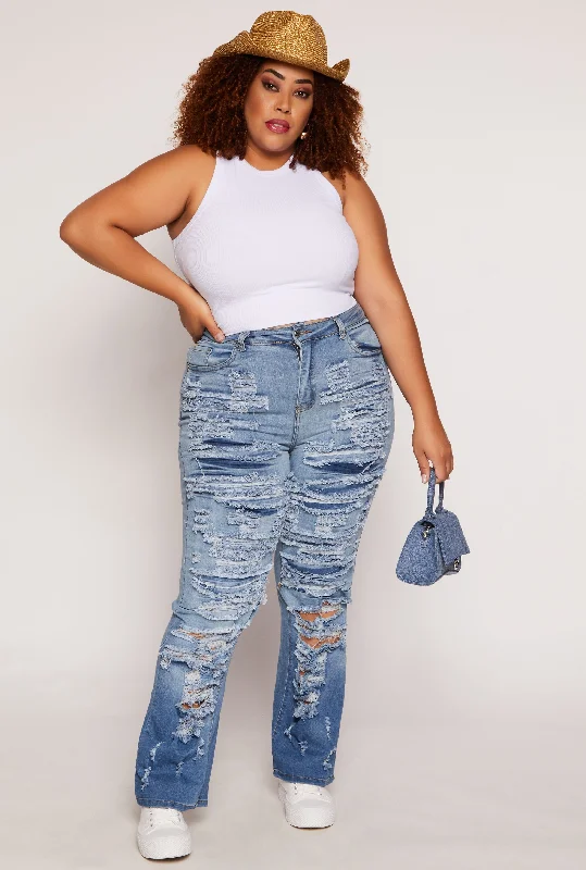Revamp Your Home SalePlus Size Ombre Distressed Jeans