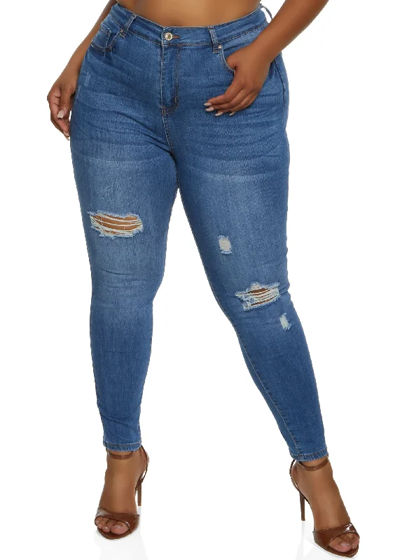 Holiday SalePlus Size WAX Ripped Skinny Leg Jeans