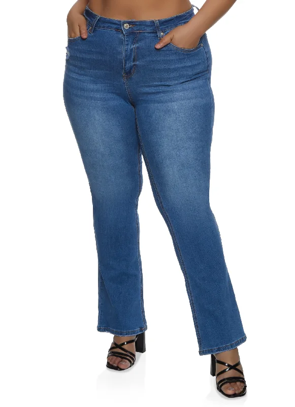 No Returns on Sale ItemsPlus Size WAX Whiskered Boot Cut Jeans