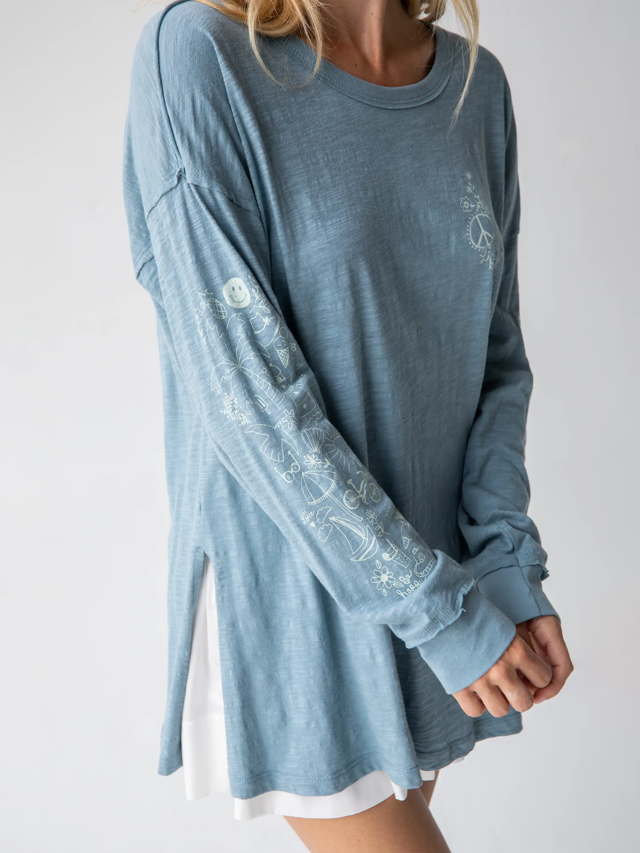 Up to 70% OffCotton Doodle Tee - Light Blue