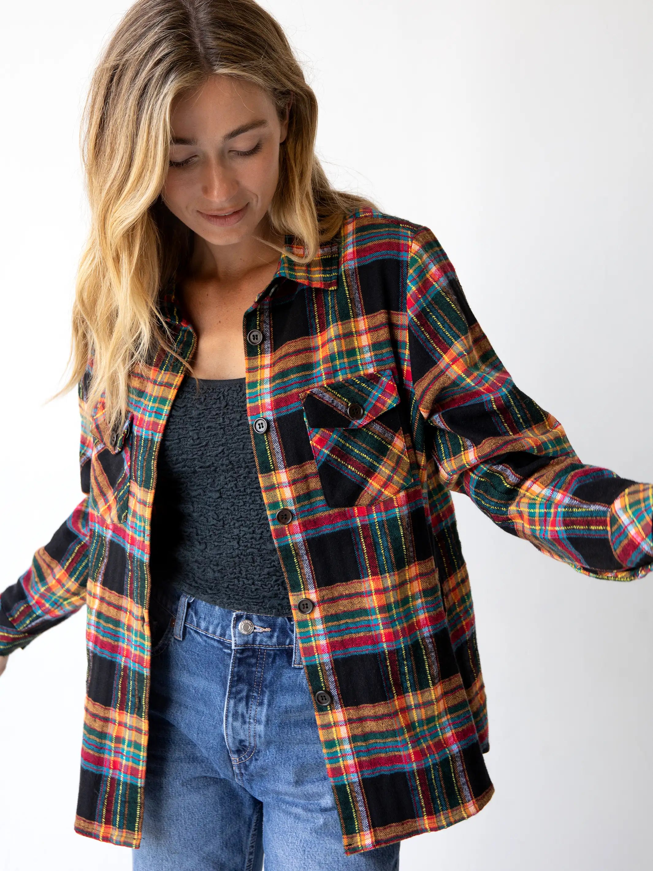 Back - to - School SaleDenver Flannel Buttondown - Black Multi Plaid