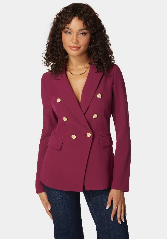 Economical ChoiceDouble Breast Tailored Woven Twill Blazer