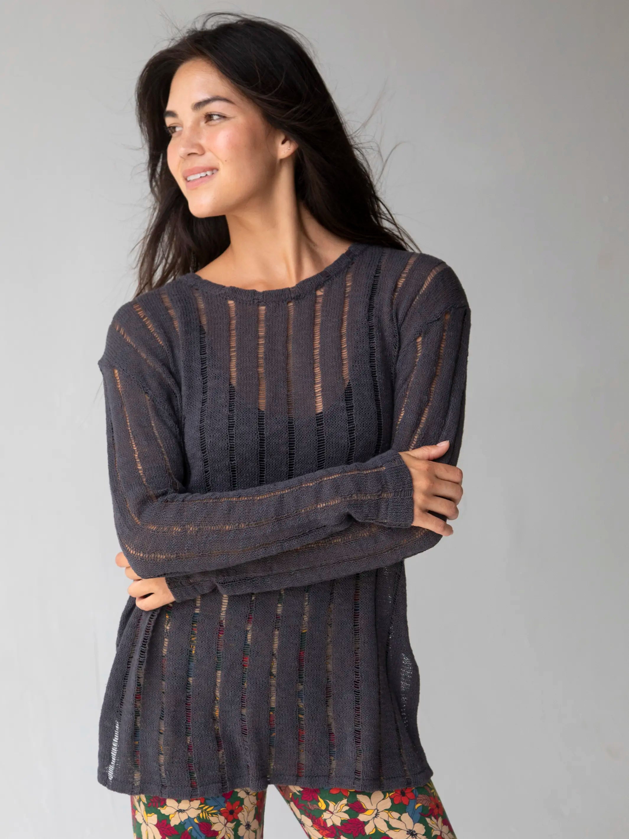 Final SaleEasy Breezy Sweater Tunic - Charcoal