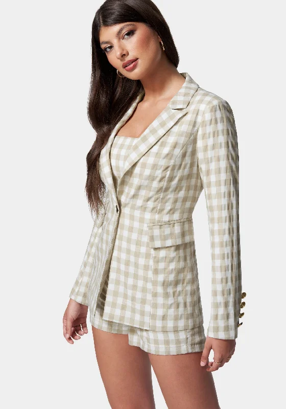 Fall SaleGingham One Button Tailored Jacket