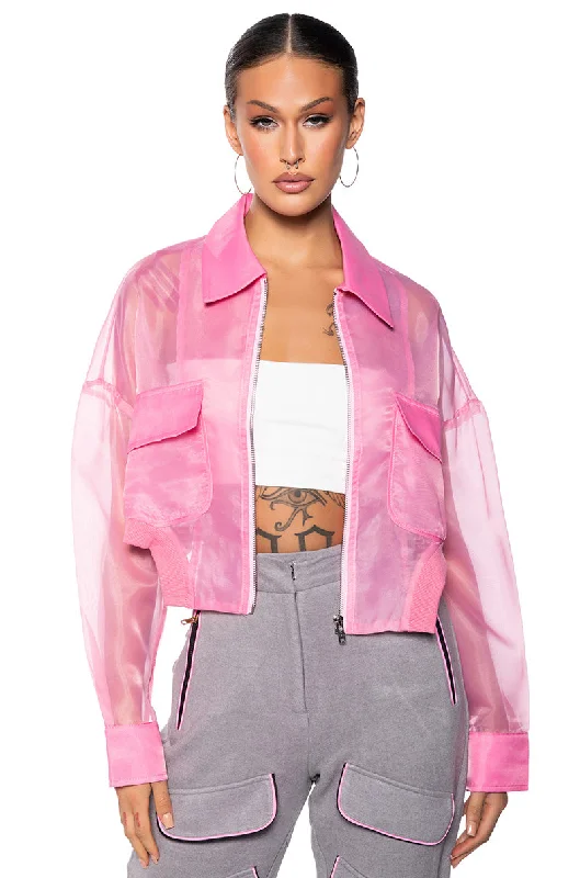 Member's DiscountHYDE MESH BOMBR JACKET IN PINK