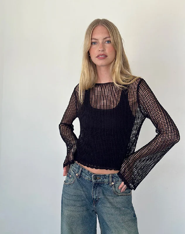 Save NowJessamyn Open Knit Jumper in Black