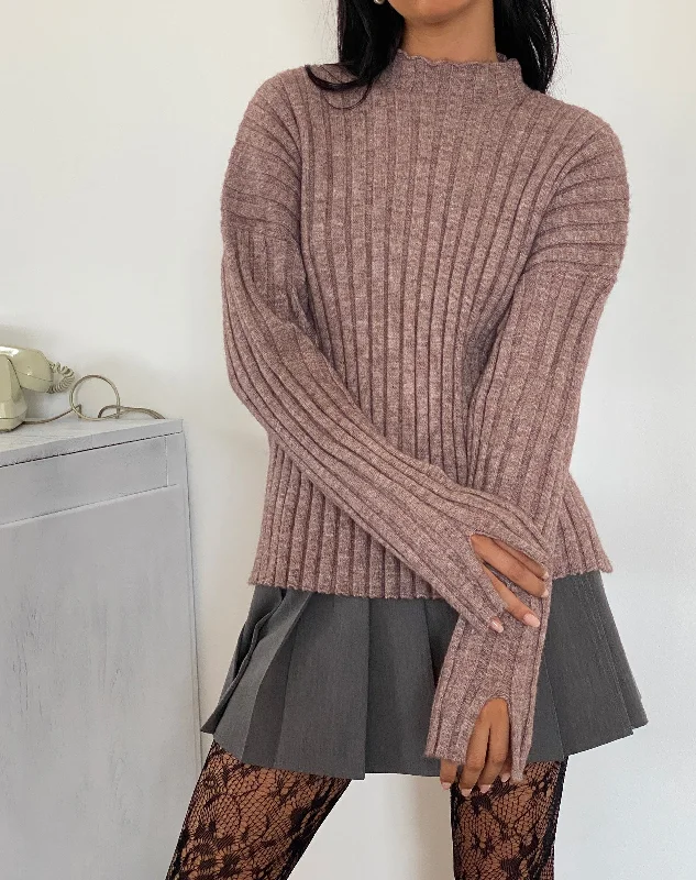 New Customer DiscountJudah Oversized Chunky Rib Knit Jumper in Taupe