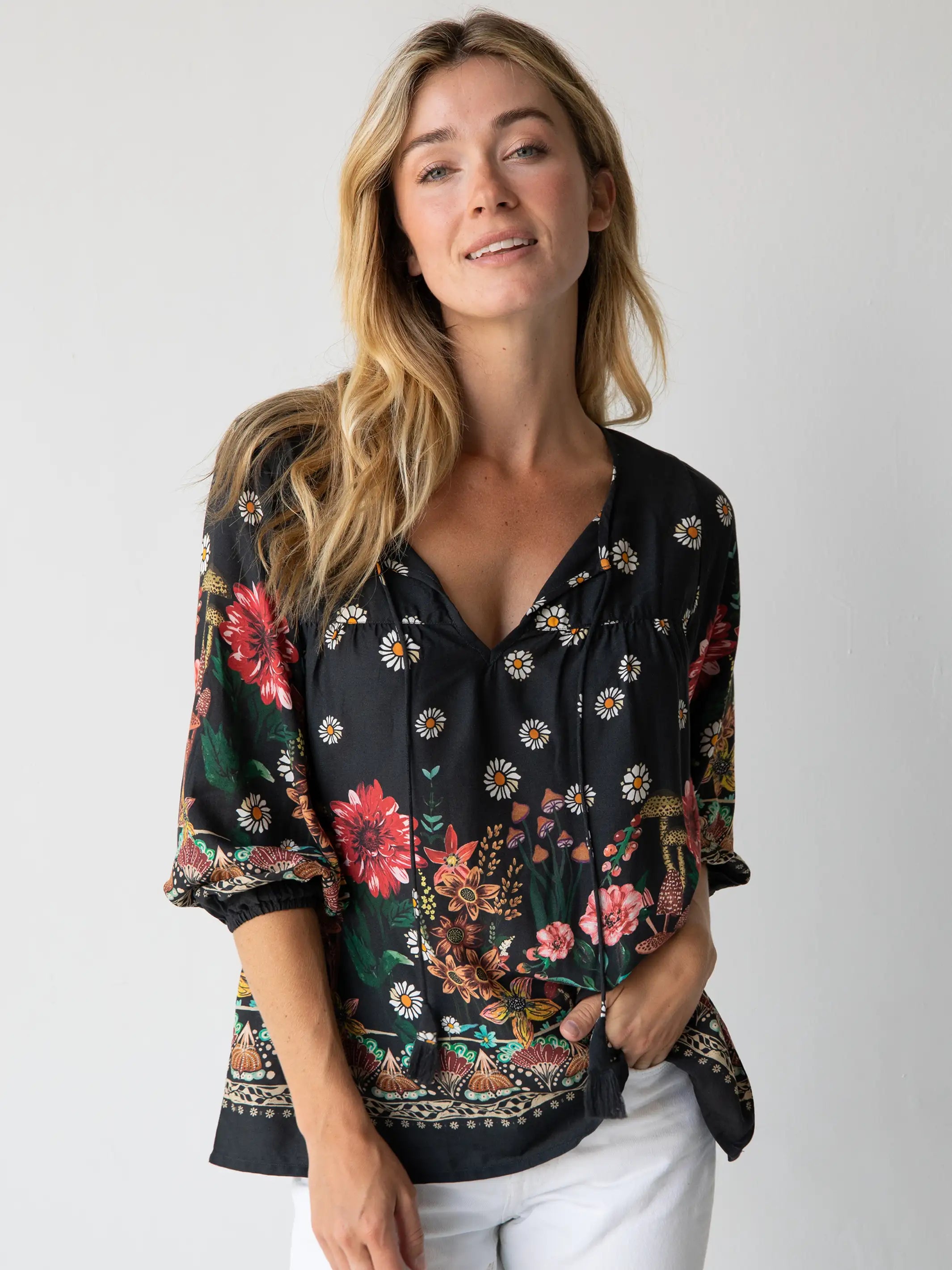 Upgrade Your Wardrobe SaleMaribel Top - Black Floral Mushroom