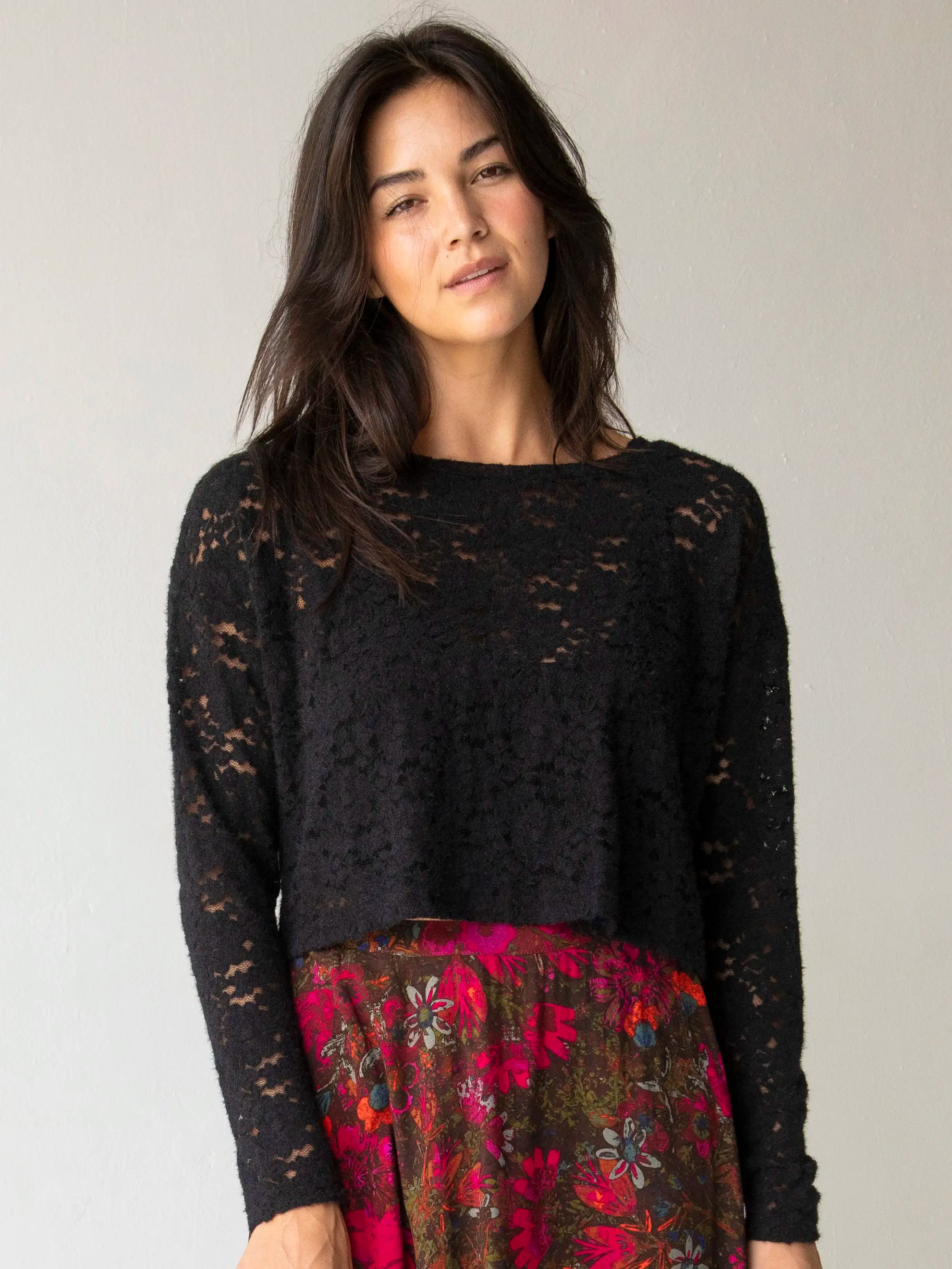 Hidden DiscountMillie Lace Layering Sweater - Black